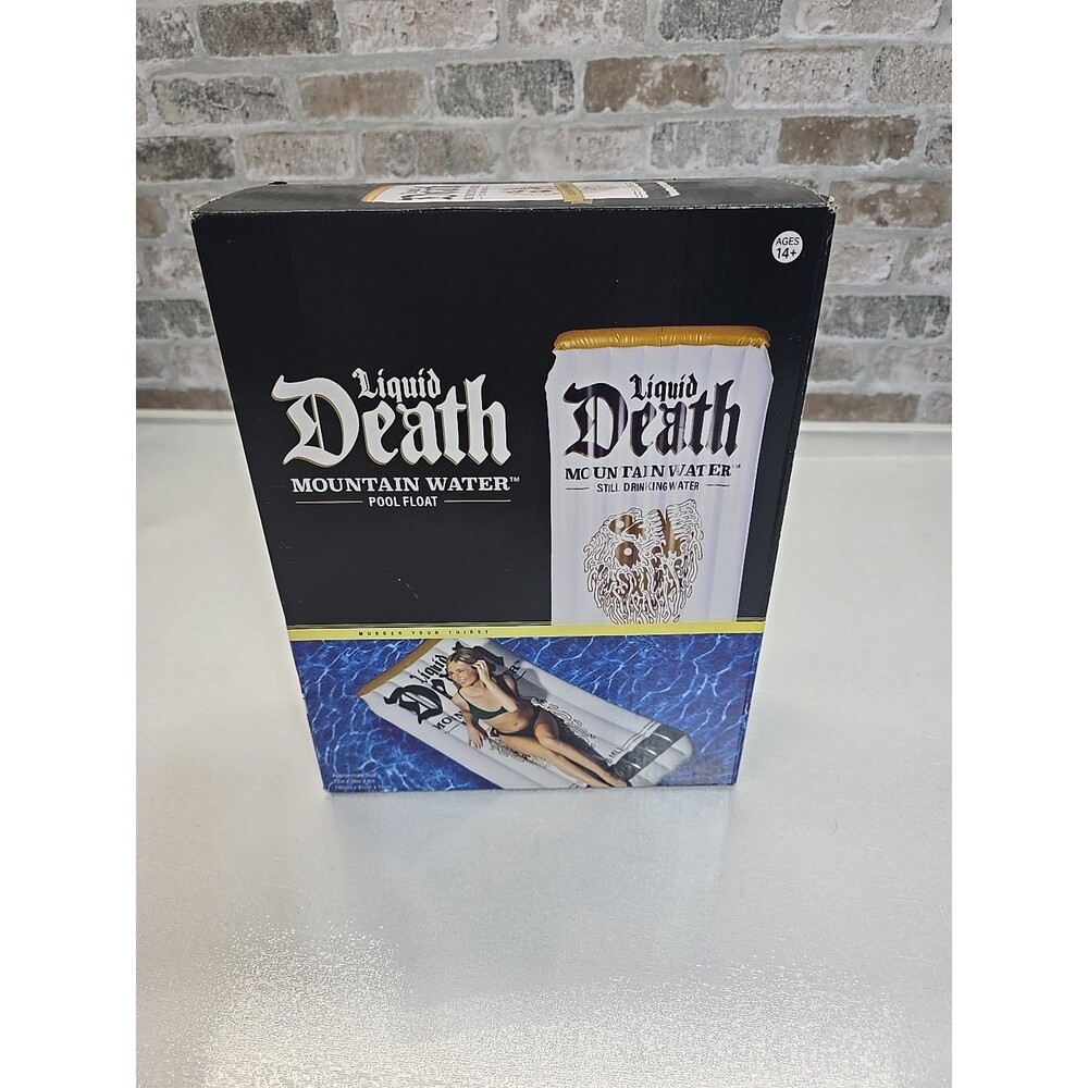 Liquid Death 6’ Pool Float: Adult Novelty Water Inflatables Quench Your Thirst